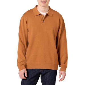 Amazon Essentials Men’s Relaxed-Fit Knit Polo Sweater(Caramel)