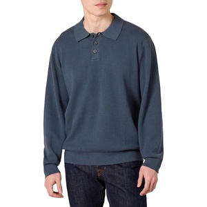 Amazon Essentials Men’s Relaxed-Fit Knit Polo Sweater(Navy)