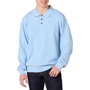Amazon Essentials Men’s Relaxed-Fit Knit Polo Sweater(Powder Blue)
