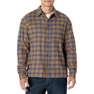 Amazon Essentials Men’s Relaxed-Fit Long-Sleeve Flannel Shirt with Button Front Closure, Spread Collar, Chest Pocket(Dark Khaki Blue Houndstooth Plaid)