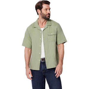 Amazon Essentials Men’s Relaxed-Fit Short Sleeve Linen Blend Shirt(Dark Sage Green)