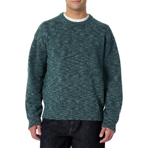 Amazon Essentials Men’s Relaxed-Fit Two-Tone Heavyweight Crewneck Pullover Sweater, Wool Blend(Dark Teal Green Marl)