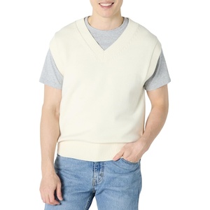 Amazon Essentials Men’s Relaxed-Fit V-Neck Sweater Vest, Pullover(Ivory)