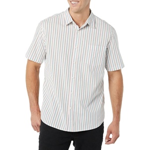 Amazon Essentials Men’s Short Sleeve Dress Shirt with Stretch, Charcoal White Vertical Stripe (Available in Big & Tall)(Pink/Multicolor  Stripe)