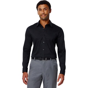Amazon Essentials Men’s Slim Fit Long Sleeve Wrinkle Resistant Stretch Dress Shirt(Black)