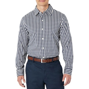 Amazon Essentials Men’s Slim Fit Long Sleeve Wrinkle Resistant Stretch Dress Shirt(White Gingham)