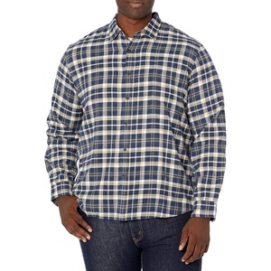 Amazon Essentials Men’s Slim-Fit Brushed Cotton Flannel Shirt, Long Sleeve Button Down Collared Plaid(Blue Gold White Plaid)