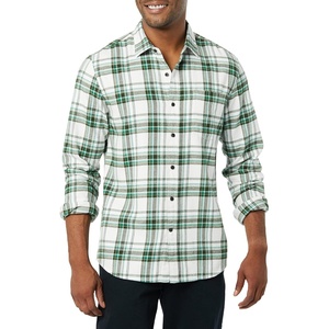 Amazon Essentials Men’s Slim-Fit Brushed Cotton Flannel Shirt, Long Sleeve Button Down Collared Plaid(Green White Plaid)