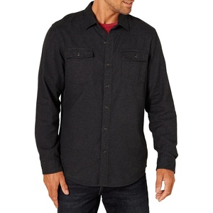 Amazon Essentials Men’s Slim-Fit Flannel Long-Sleeve Shirt, Two-Pocket, Plaid(Black)