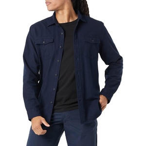 Amazon Essentials Men’s Slim-Fit Flannel Long-Sleeve Shirt, Two-Pocket, Plaid(Navy)