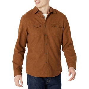 Amazon Essentials Men’s Slim-Fit Flannel Long-Sleeve Shirt, Two-Pocket, Plaid(Toffee Brown)