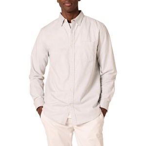 Amazon Essentials Men’s Slim-Fit Long-Sleeve Stretch Oxford Shirt with Pocket(Light Grey)
