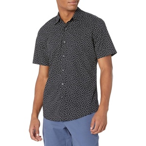 Amazon Essentials Men’s Slim-Fit Men’s Short Sleeve Collared Button Down Shirt(Black Floral)