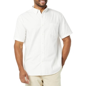 Amazon Essentials Men’s Slim-Fit Short Sleeve Stretch Oxford Shirt with Pocket(White)