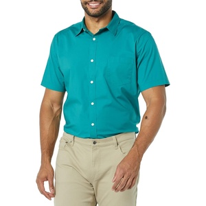 Amazon Essentials Men’s Slim-Fit Short-Sleeve Poplin Shirt(Teal)