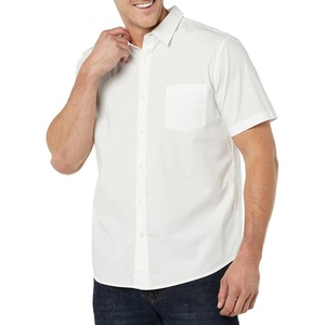 Amazon Essentials Men’s Slim-Fit Short-Sleeve Poplin Shirt(White)