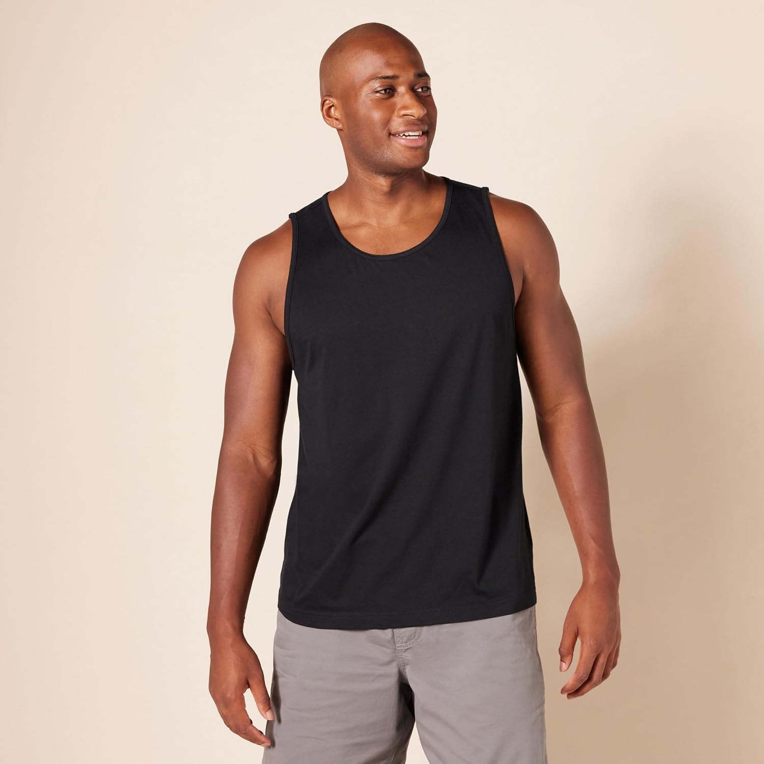 image:imageAmazon Essentials Mens Active Quick Dry Tech Stretch Moisture Wicking Lightweight Gym Tank TopBlack