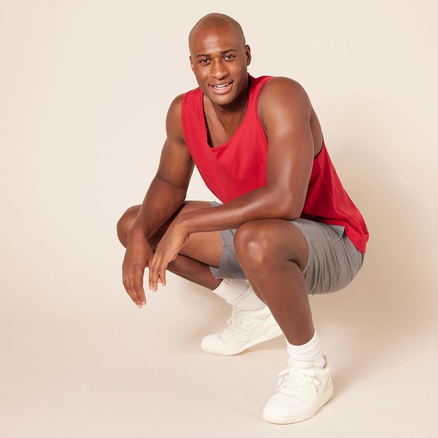 image:imageAmazon Essentials Mens Active Quick Dry Tech Stretch Moisture Wicking Lightweight Gym Tank TopRed