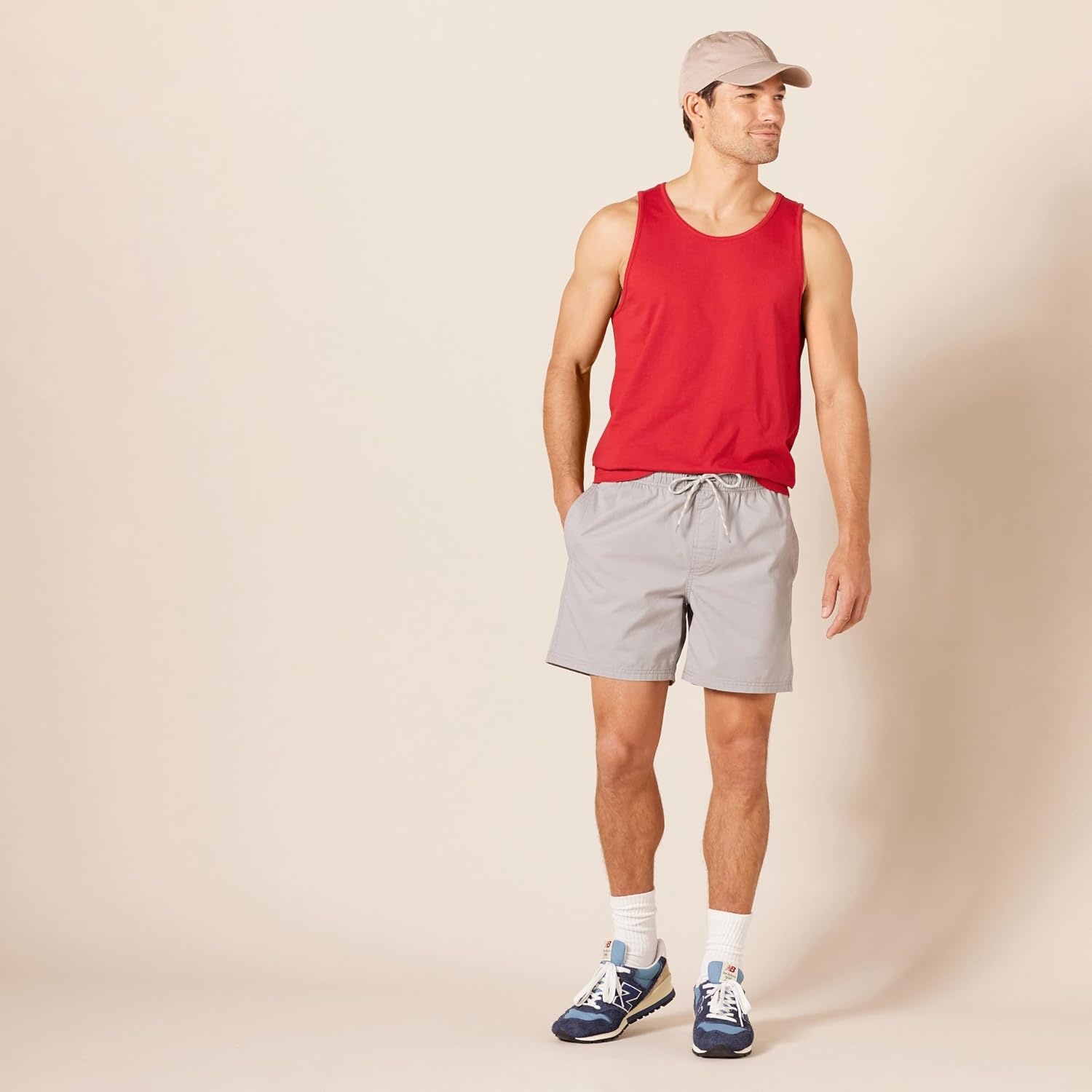 image:imageAmazon Essentials Mens Active Quick Dry Tech Stretch Moisture Wicking Lightweight Gym Tank TopRed
