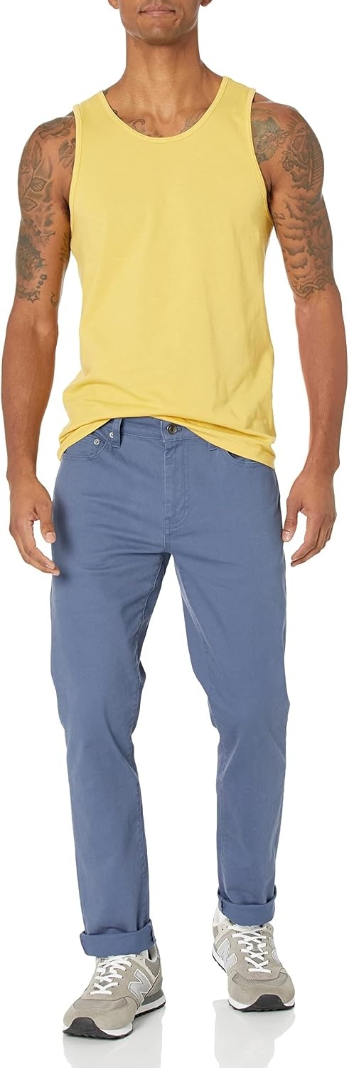 image:imageAmazon Essentials Mens Active Quick Dry Tech Stretch Moisture Wicking Lightweight Gym Tank TopYellow