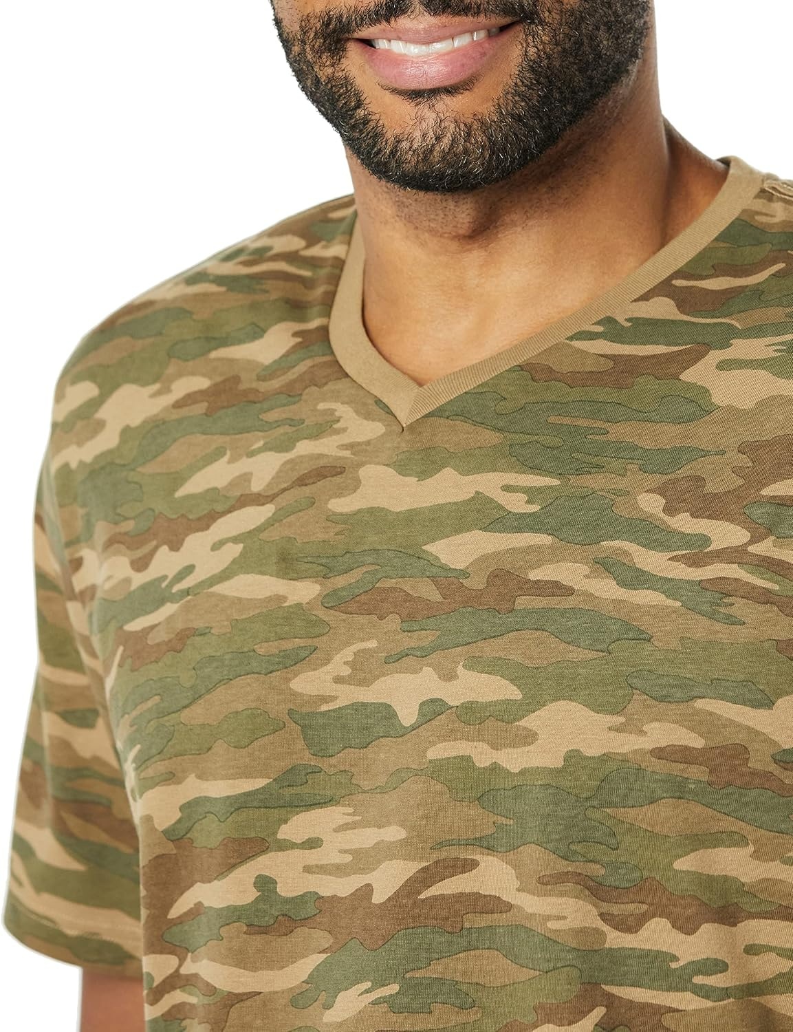 image:imageAmazon Essentials Mens Cotton ShortSleeve VNeck TShirts Pack of 2Black Camo Print