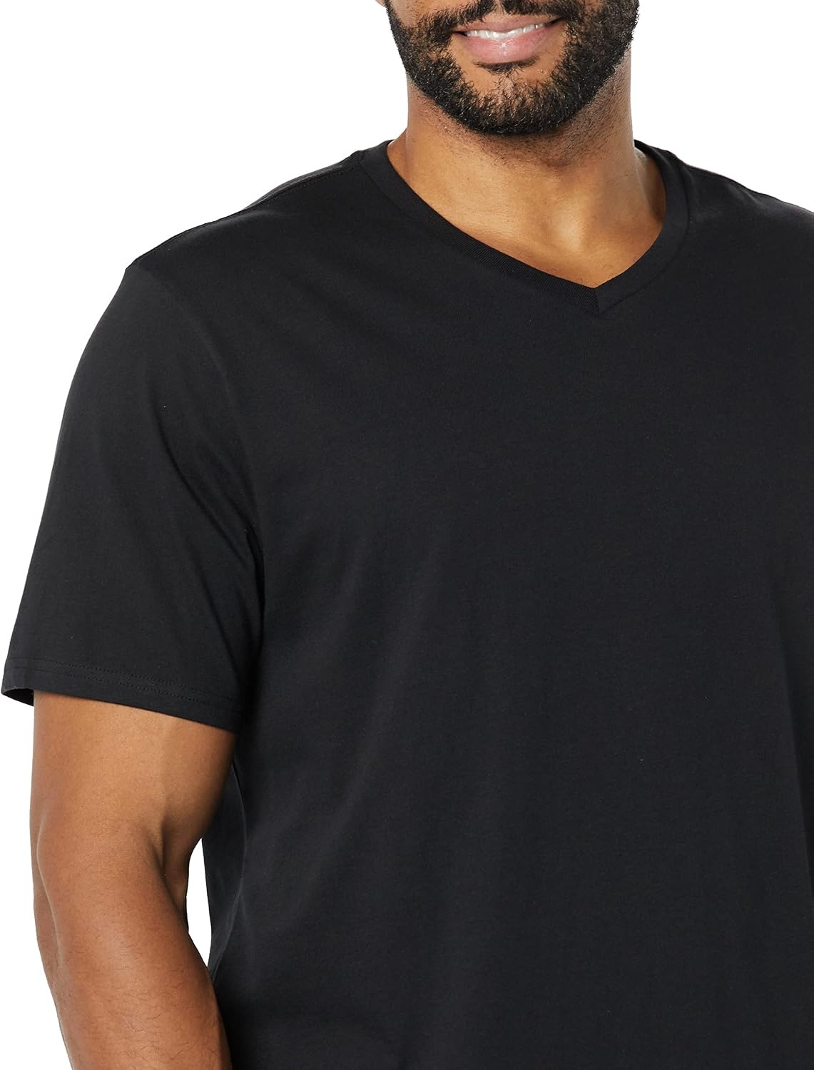 image:imageAmazon Essentials Mens Cotton ShortSleeve VNeck TShirts Pack of 2BlackBlack