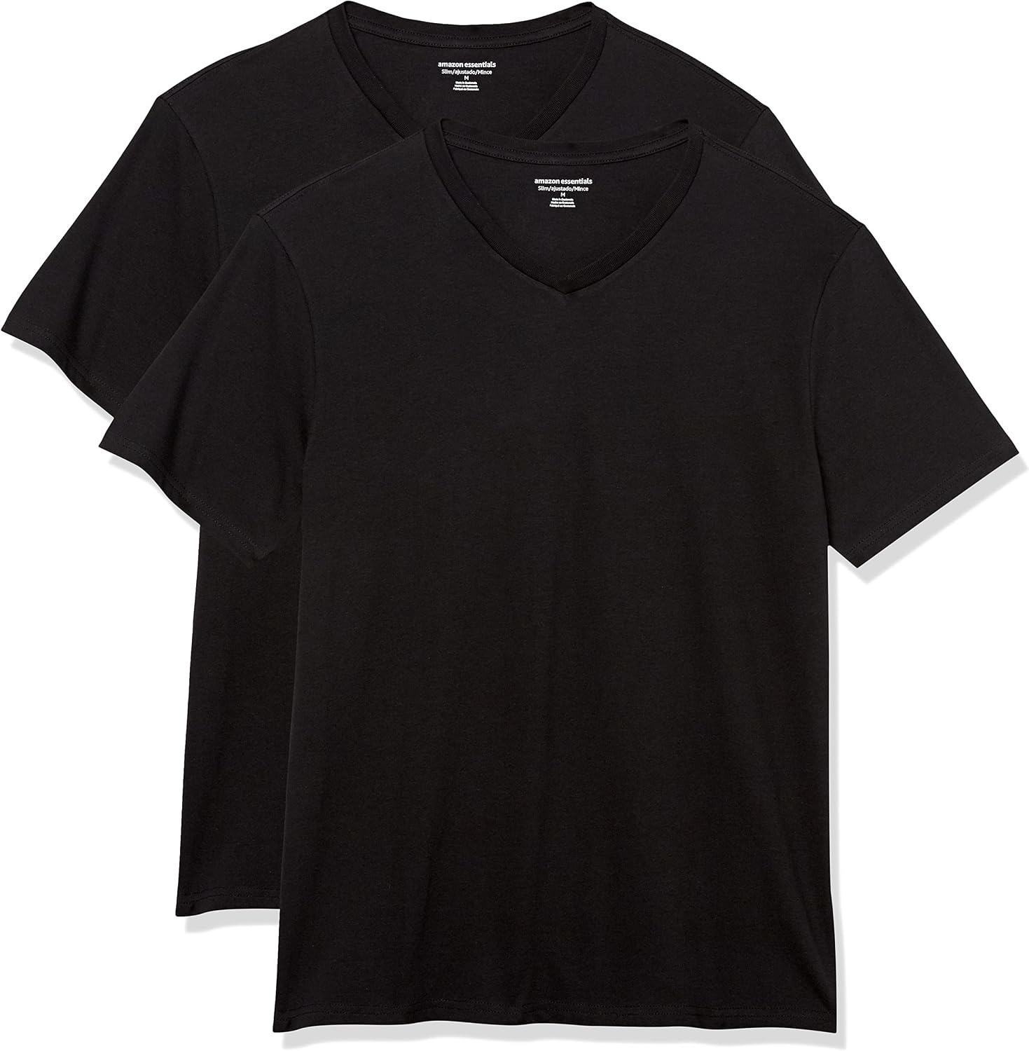 image:imageAmazon Essentials Mens Cotton ShortSleeve VNeck TShirts Pack of 2BlackBlack