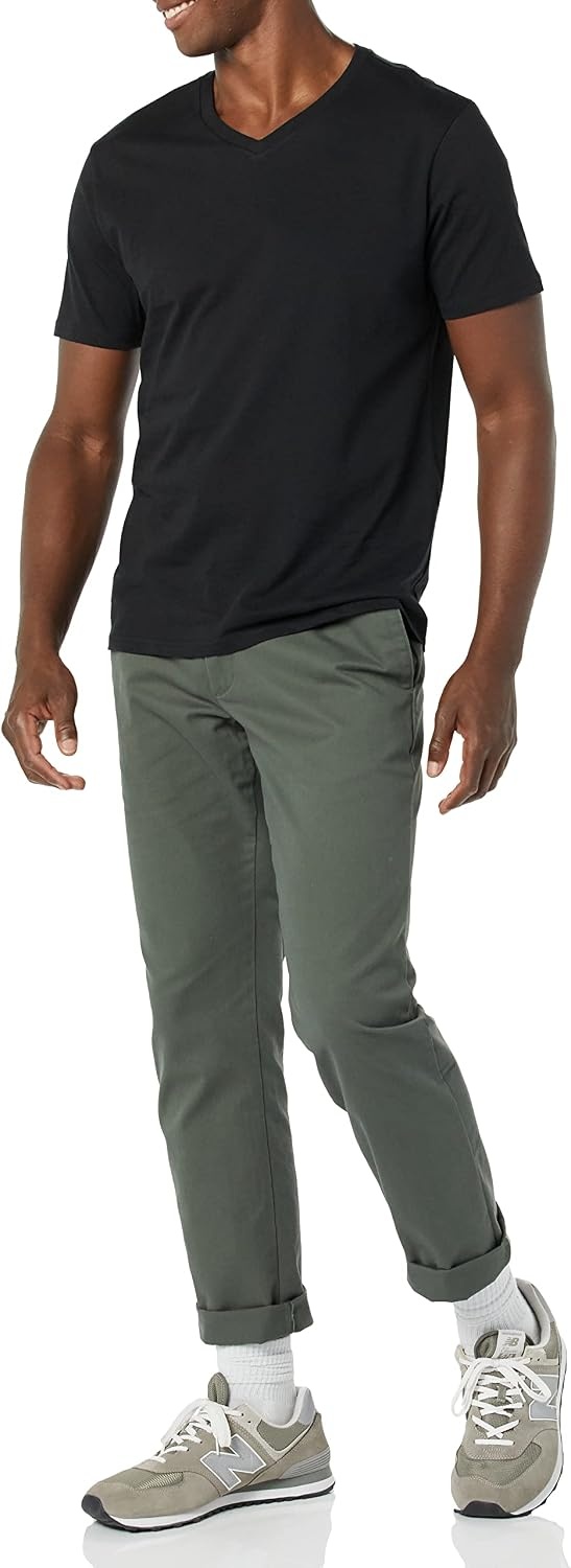 image:imageAmazon Essentials Mens Cotton ShortSleeve VNeck TShirts Pack of 2BlackBlack