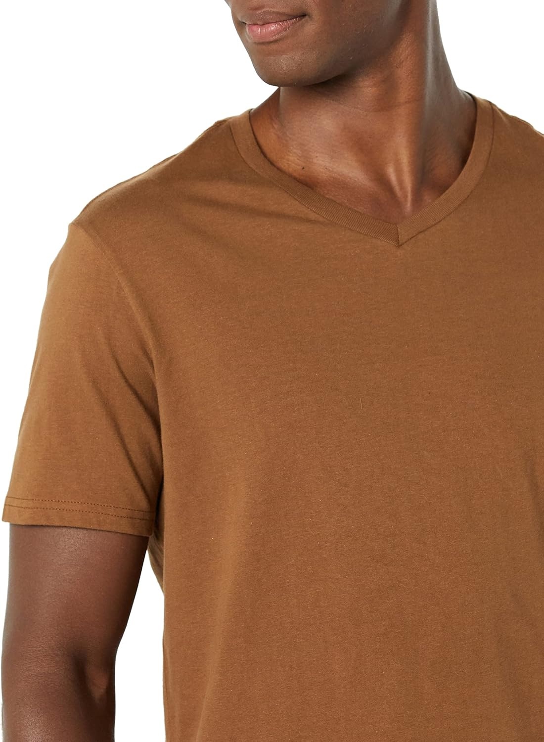 image:imageAmazon Essentials Mens Cotton ShortSleeve VNeck TShirts Pack of 2BlackBrown