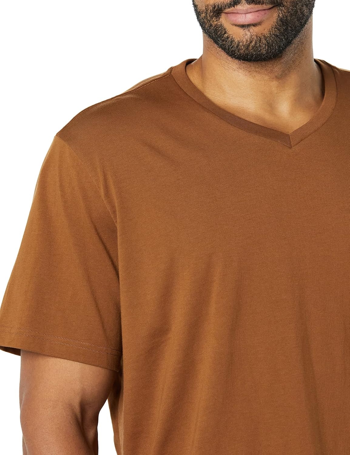 image:imageAmazon Essentials Mens Cotton ShortSleeve VNeck TShirts Pack of 2BlackBrown