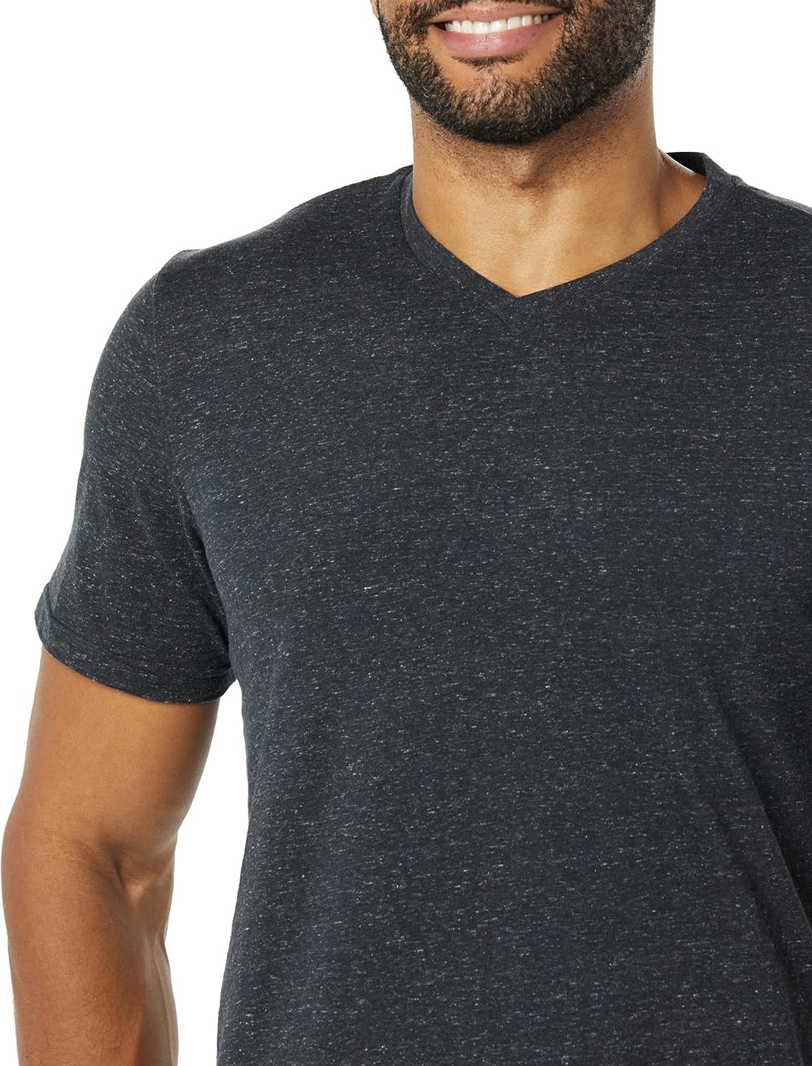 image:imageAmazon Essentials Mens Cotton ShortSleeve VNeck TShirts Pack of 2BlackCharcoal Heather