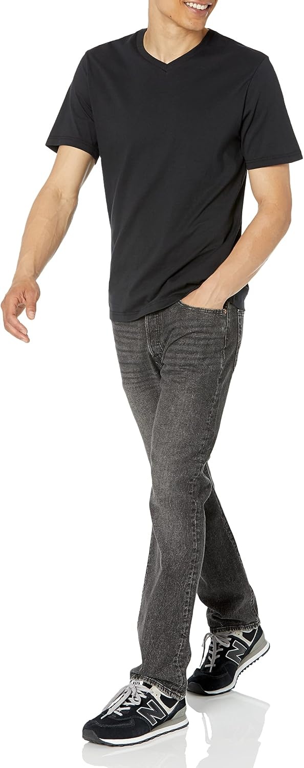 image:imageAmazon Essentials Mens Cotton ShortSleeve VNeck TShirts Pack of 2BlackCharcoal Heather