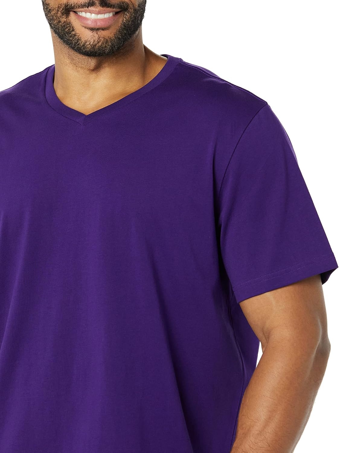 image:imageAmazon Essentials Mens Cotton ShortSleeve VNeck TShirts Pack of 2BlackDark Purple