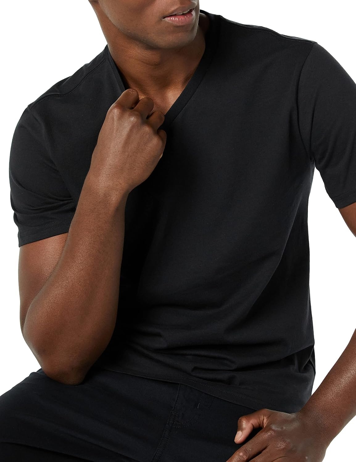 image:imageAmazon Essentials Mens Cotton ShortSleeve VNeck TShirts Pack of 2BlackNavy