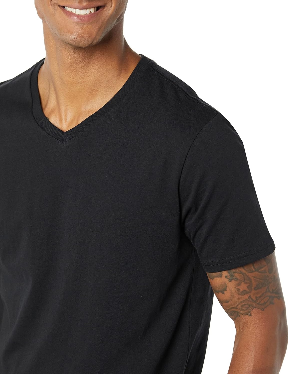 image:imageAmazon Essentials Mens Cotton ShortSleeve VNeck TShirts Pack of 2BlackOlive
