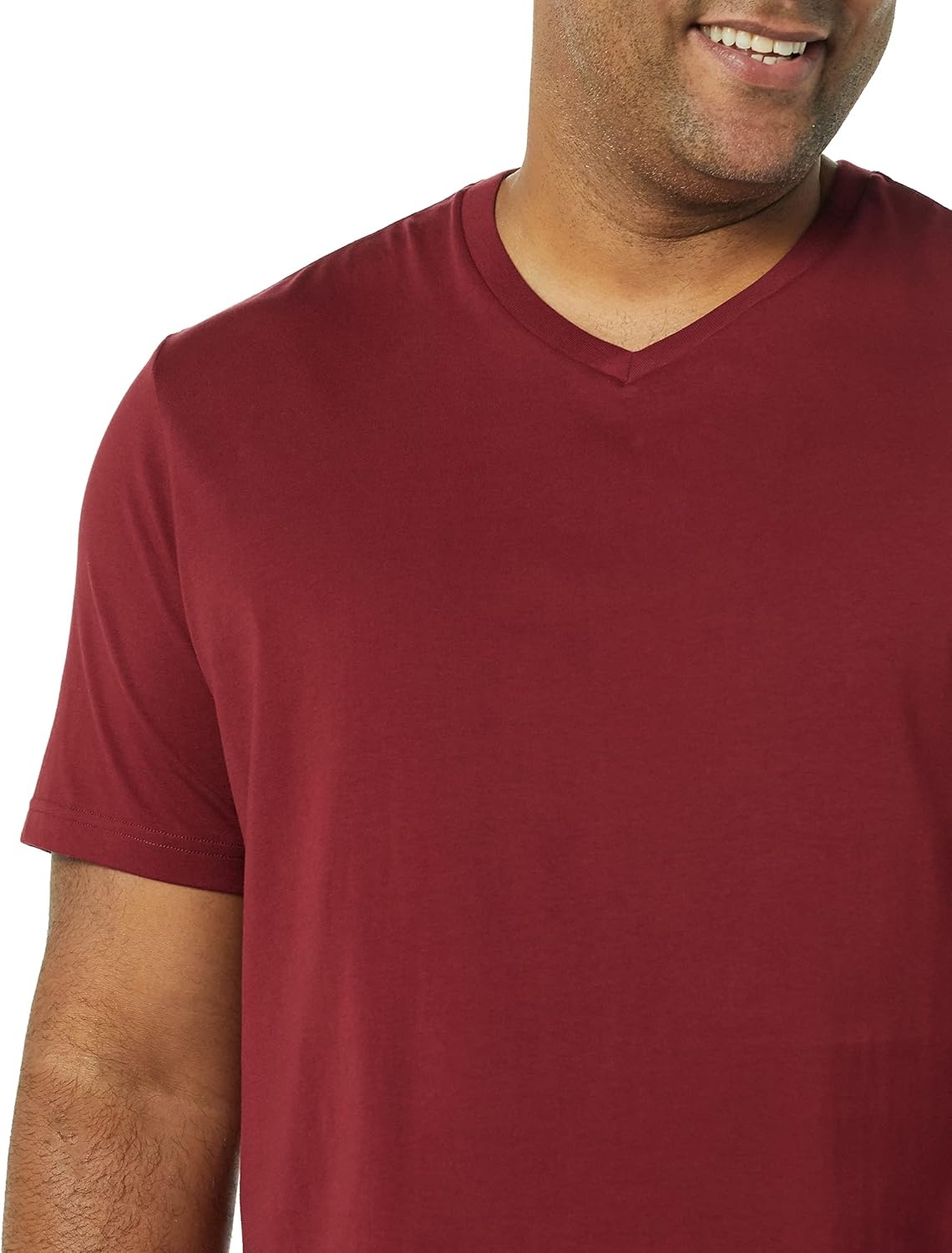 image:imageAmazon Essentials Mens Cotton ShortSleeve VNeck TShirts Pack of 2Charcoal HeatherBurgundy