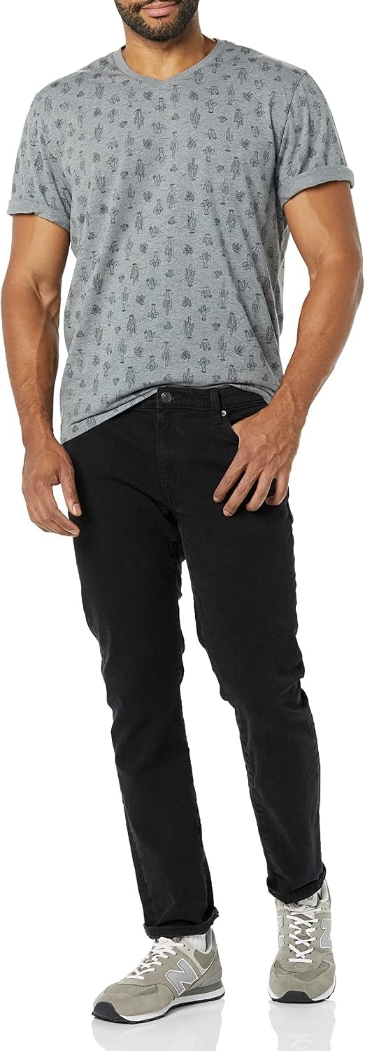 image:imageAmazon Essentials Mens Cotton ShortSleeve VNeck TShirts Pack of 2Heather Grey Cactus Print