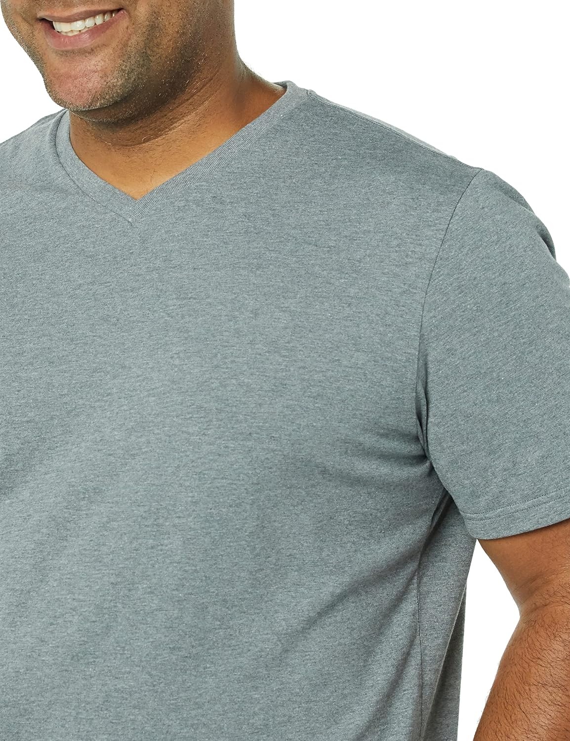 image:imageAmazon Essentials Mens Cotton ShortSleeve VNeck TShirts Pack of 2Heather Grey Cactus Print