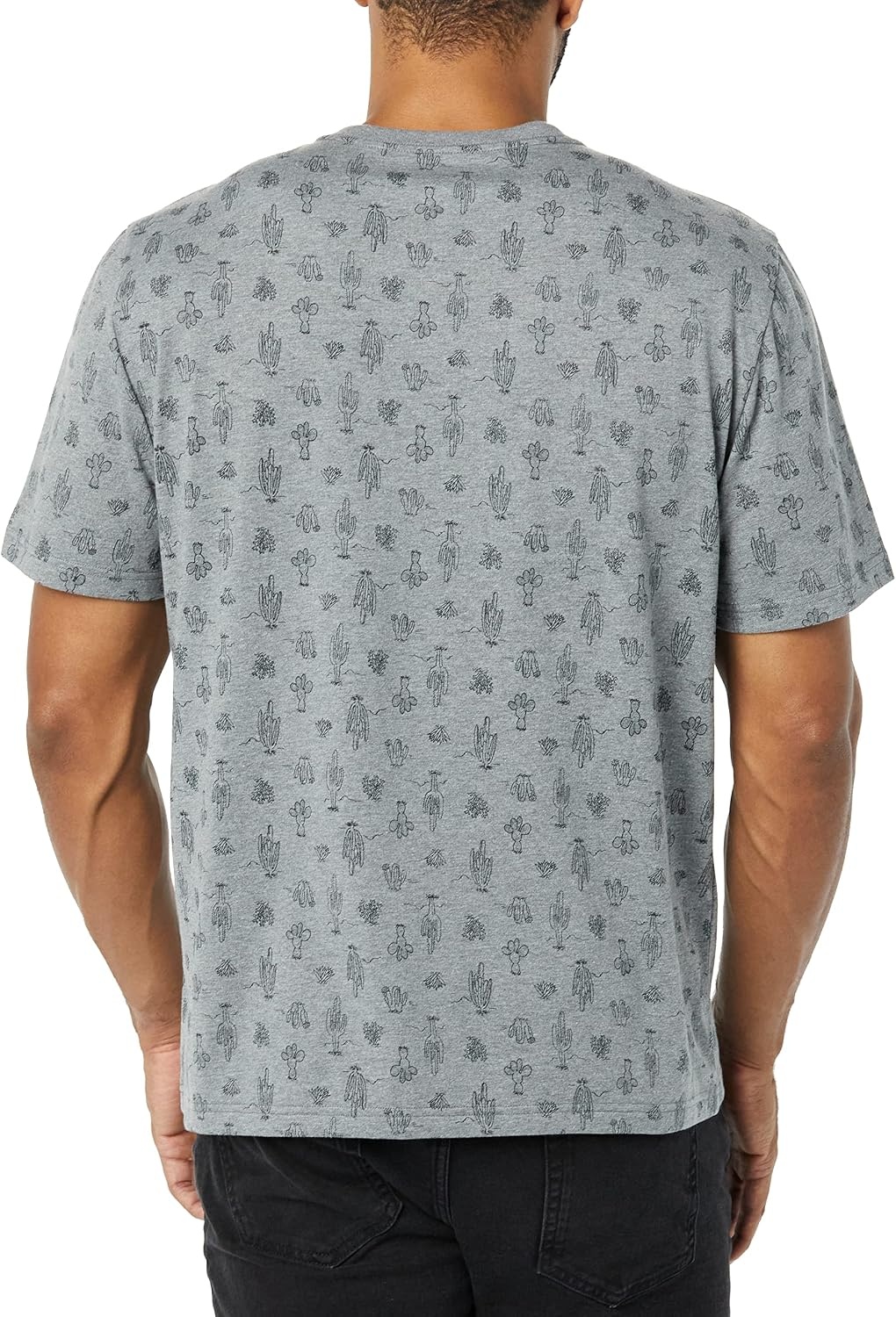 image:imageAmazon Essentials Mens Cotton ShortSleeve VNeck TShirts Pack of 2Heather Grey Cactus Print