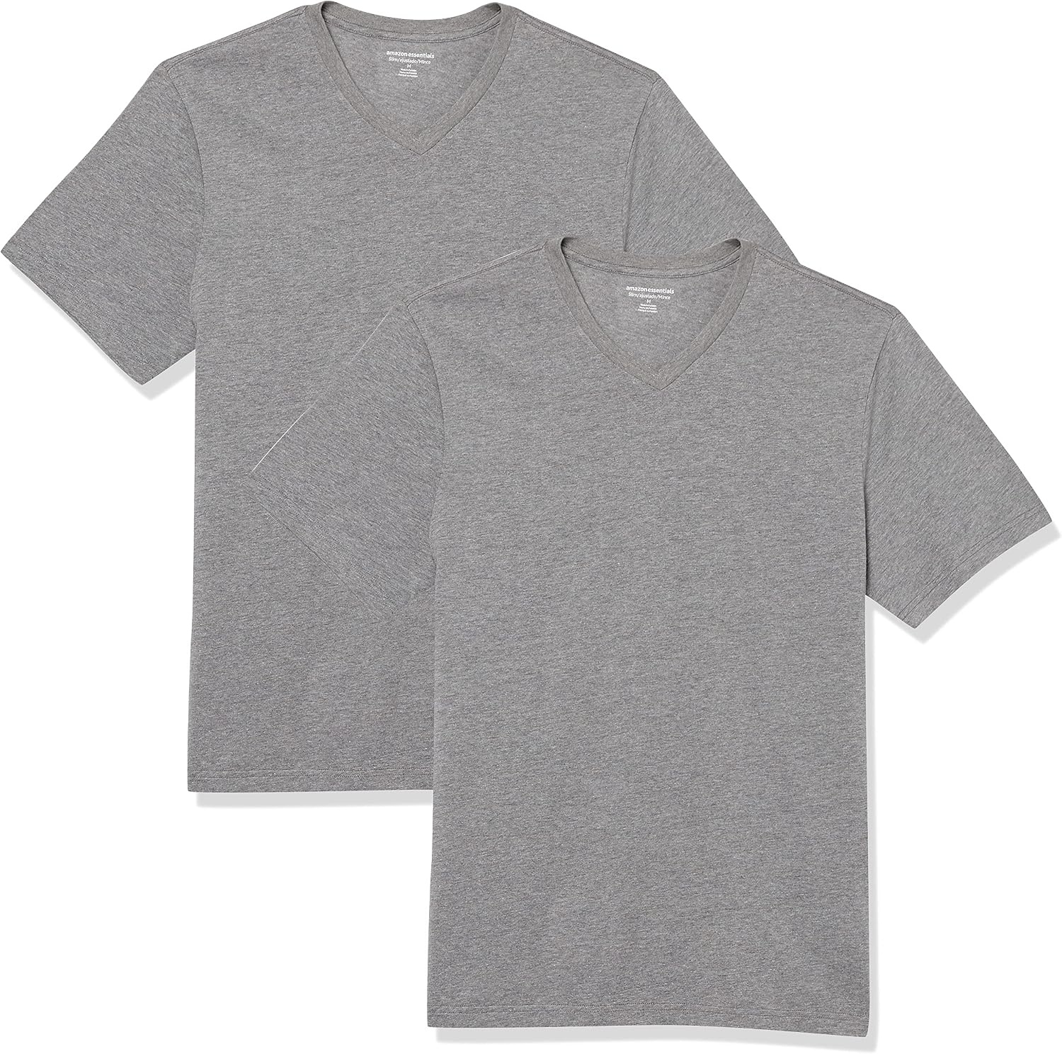 image:imageAmazon Essentials Mens Cotton ShortSleeve VNeck TShirts Pack of 2Heather GreyHeather Grey