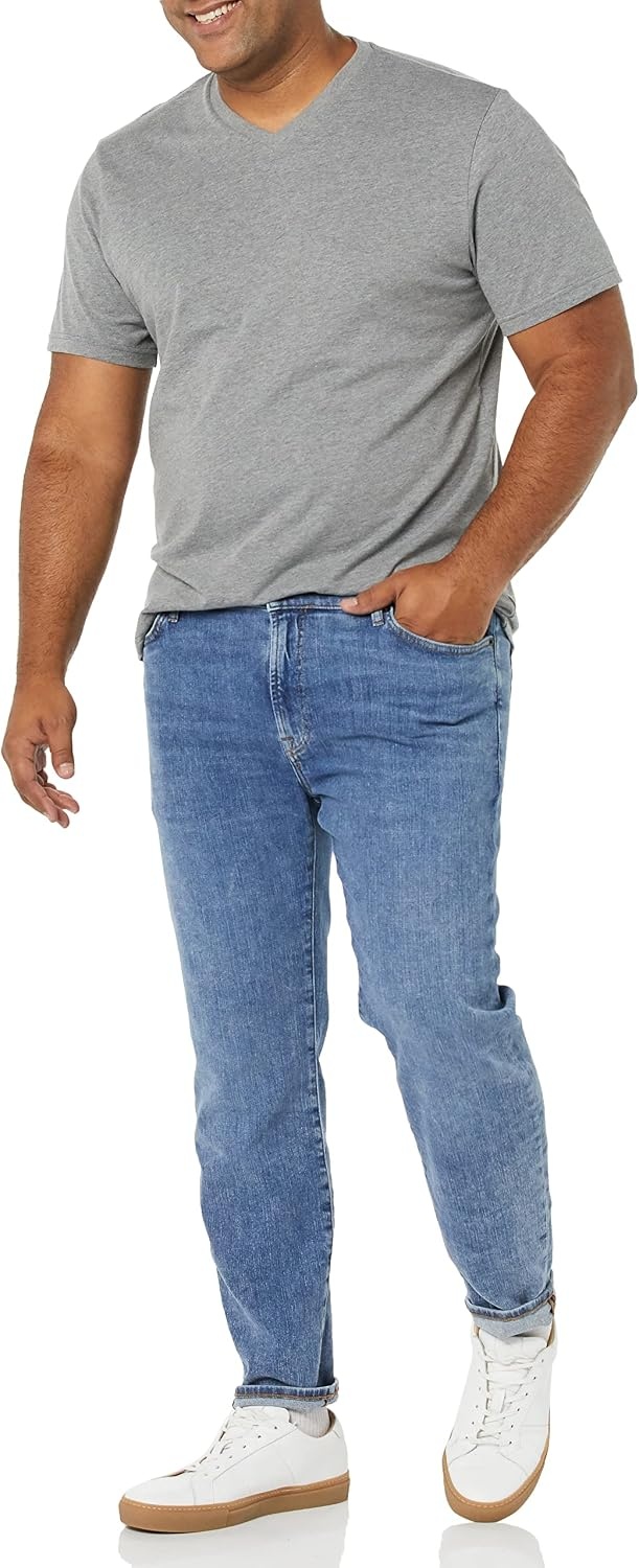 image:imageAmazon Essentials Mens Cotton ShortSleeve VNeck TShirts Pack of 2Heather GreyHeather Grey