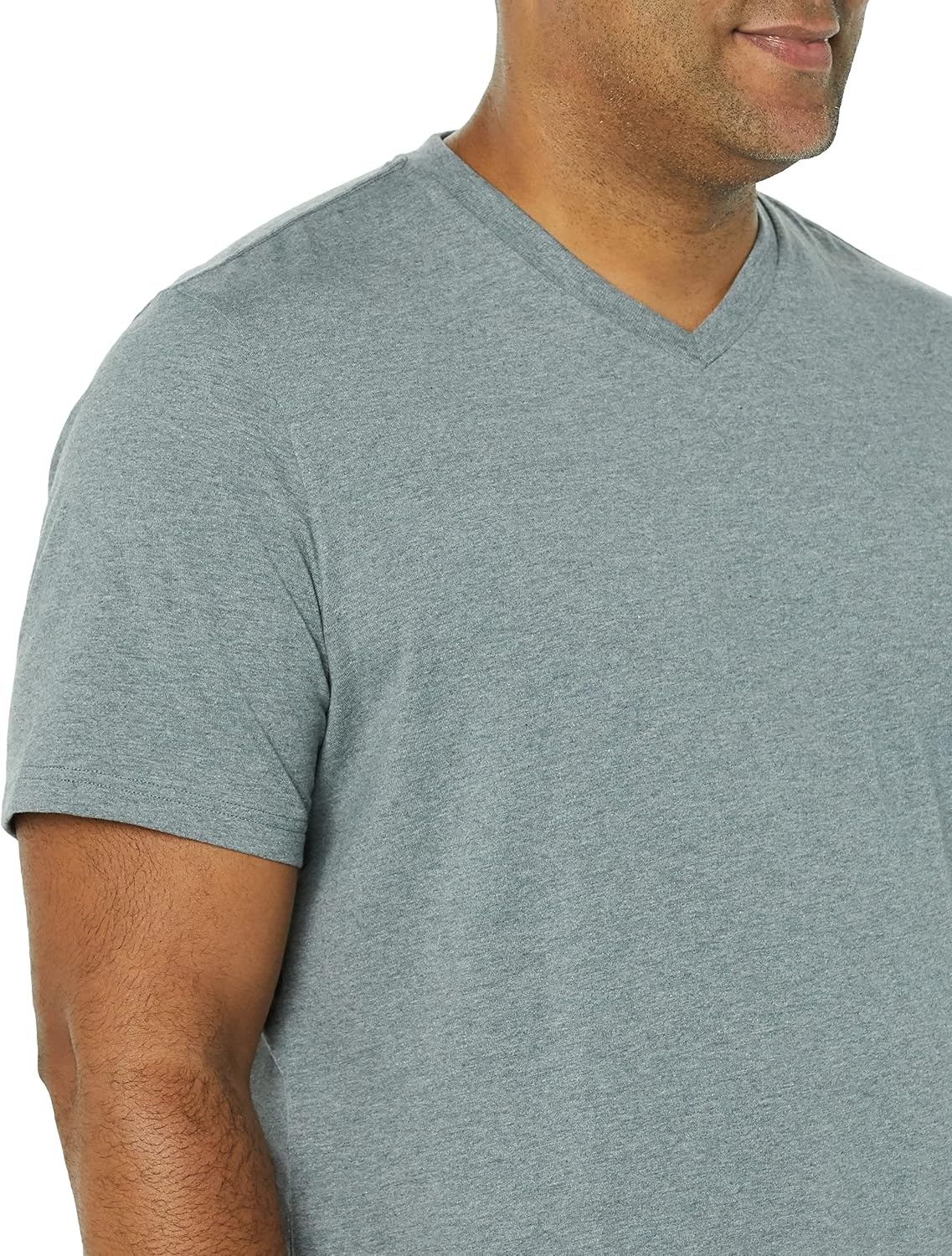 image:imageAmazon Essentials Mens Cotton ShortSleeve VNeck TShirts Pack of 2Heather GreyHeather Grey