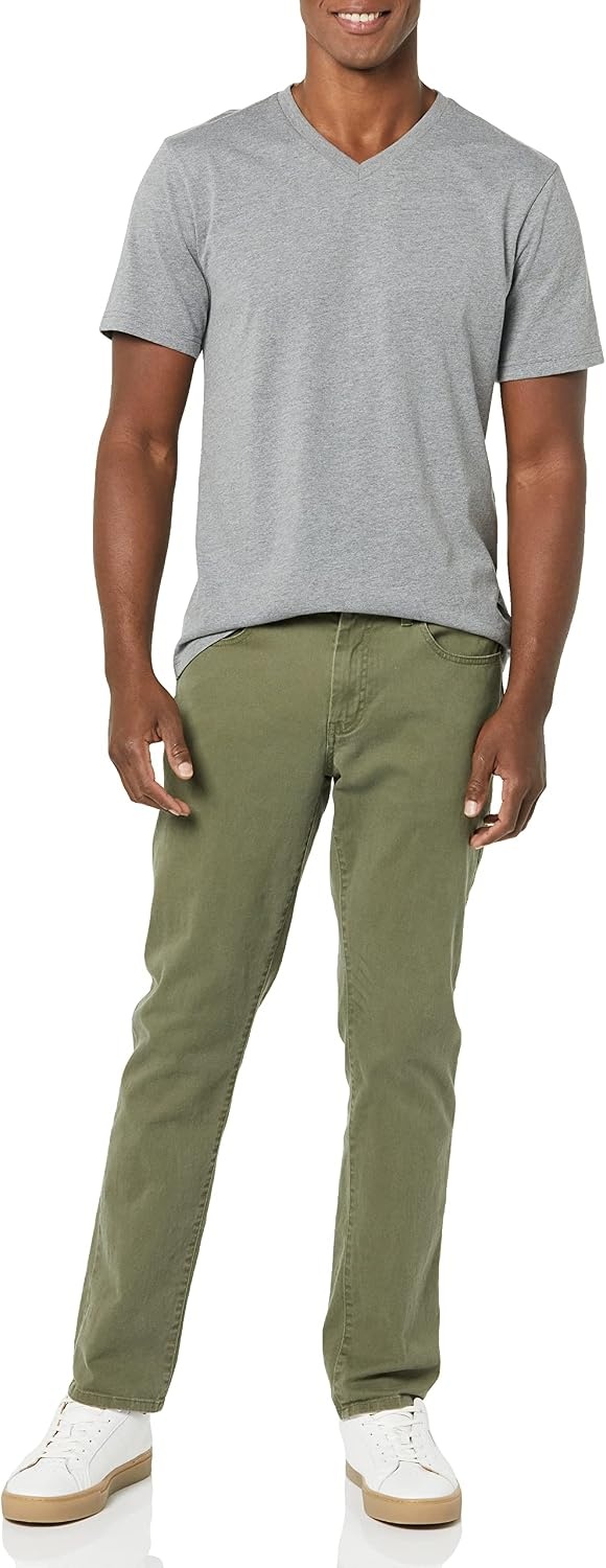 image:imageAmazon Essentials Mens Cotton ShortSleeve VNeck TShirts Pack of 2Heather GreyWhite