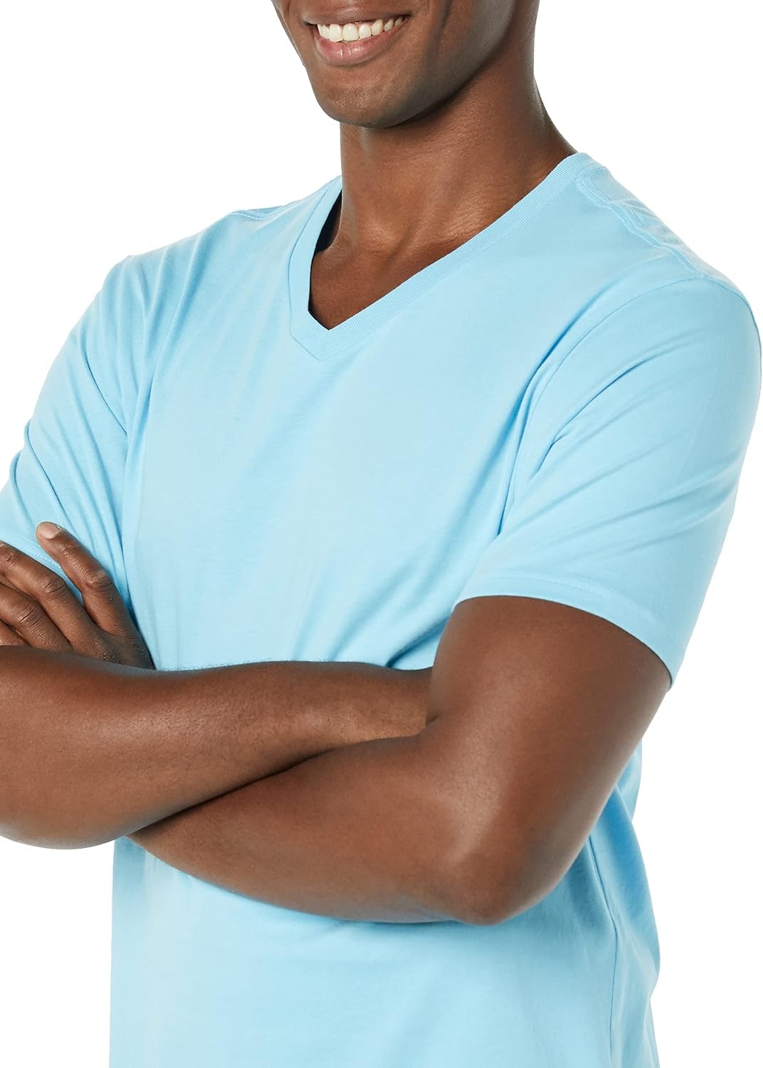 image:imageAmazon Essentials Mens Cotton ShortSleeve VNeck TShirts Pack of 2Light BlueLight Aqua