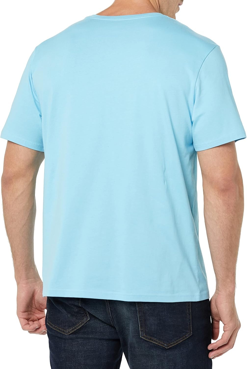 image:imageAmazon Essentials Mens Cotton ShortSleeve VNeck TShirts Pack of 2Light BlueLight Aqua