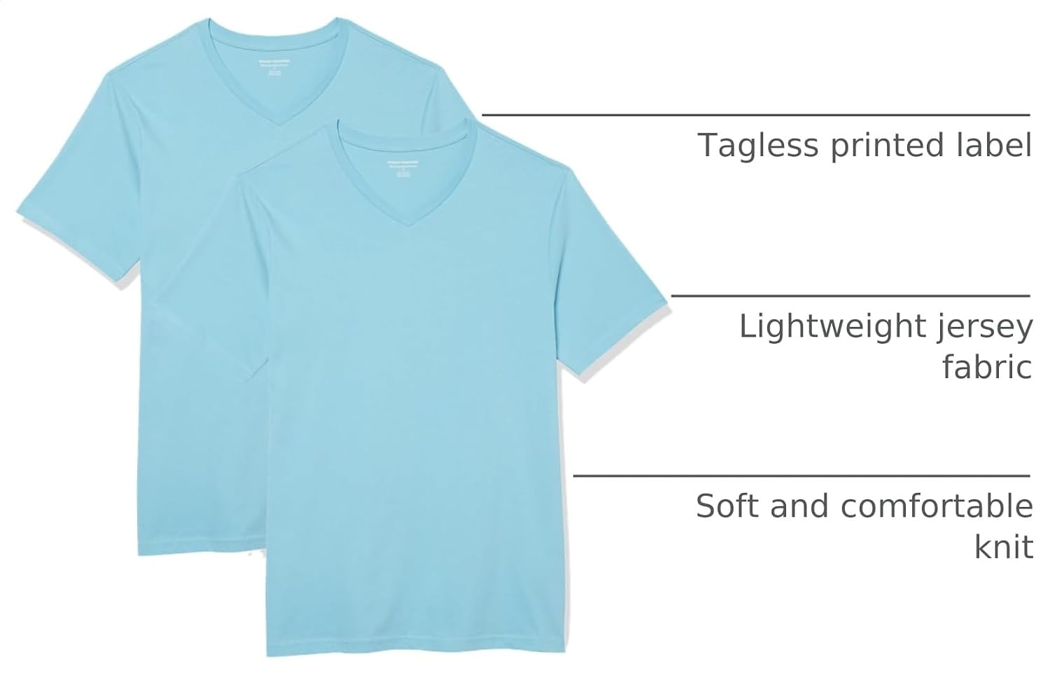 image:imageAmazon Essentials Mens Cotton ShortSleeve VNeck TShirts Pack of 2Light BlueLight Blue