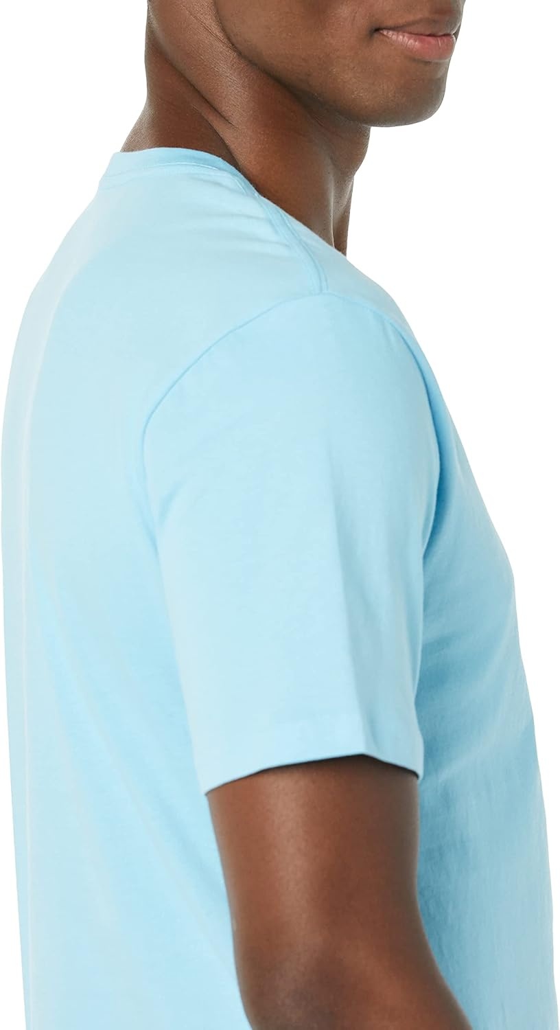 image:imageAmazon Essentials Mens Cotton ShortSleeve VNeck TShirts Pack of 2Light BlueLight Blue