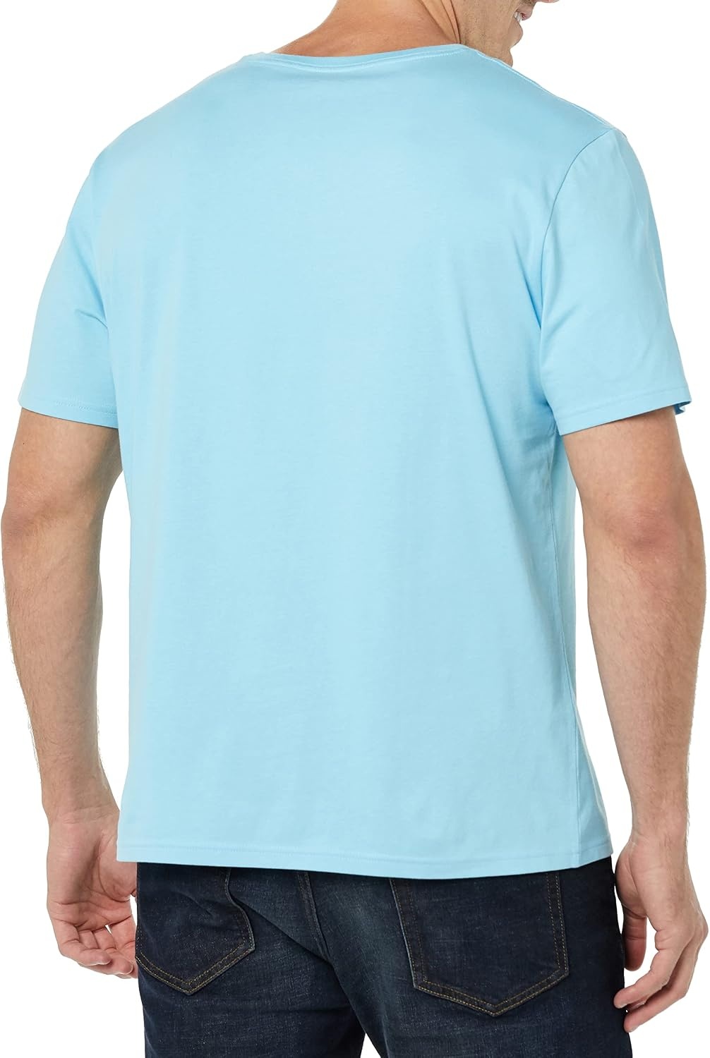 image:imageAmazon Essentials Mens Cotton ShortSleeve VNeck TShirts Pack of 2Light BlueLight Blue