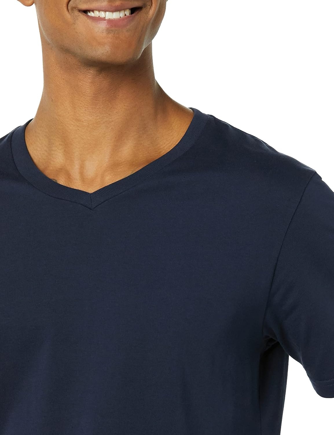 image:imageAmazon Essentials Mens Cotton ShortSleeve VNeck TShirts Pack of 2NavyCharcoal Heather