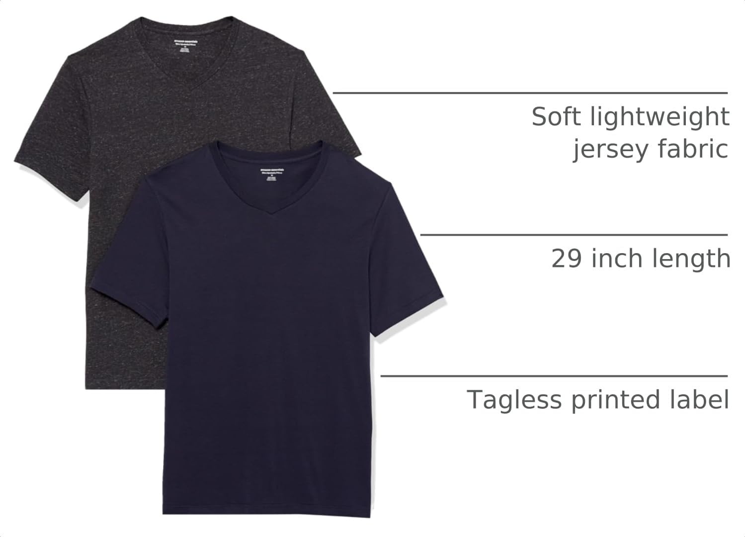 image:imageAmazon Essentials Mens Cotton ShortSleeve VNeck TShirts Pack of 2NavyCharcoal Heather